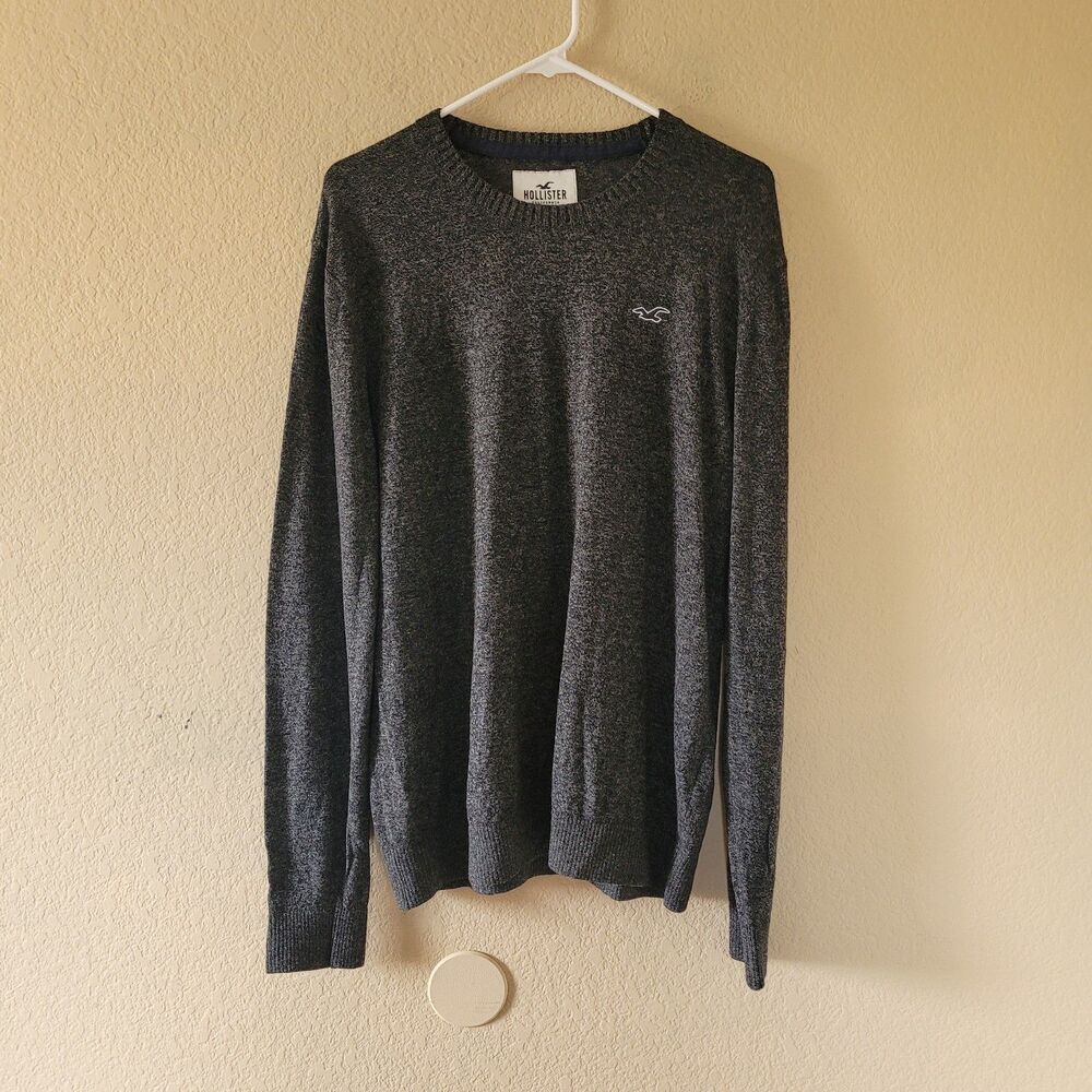 Hollister Sweater Mens Xlarge Gray Knit Pullover Ribbed Y2k Retro Coastal Casual